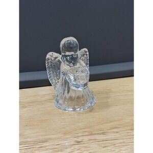 Vintage Biedermann Angel Clear Glass Figurine Mini Taper Candle Holder